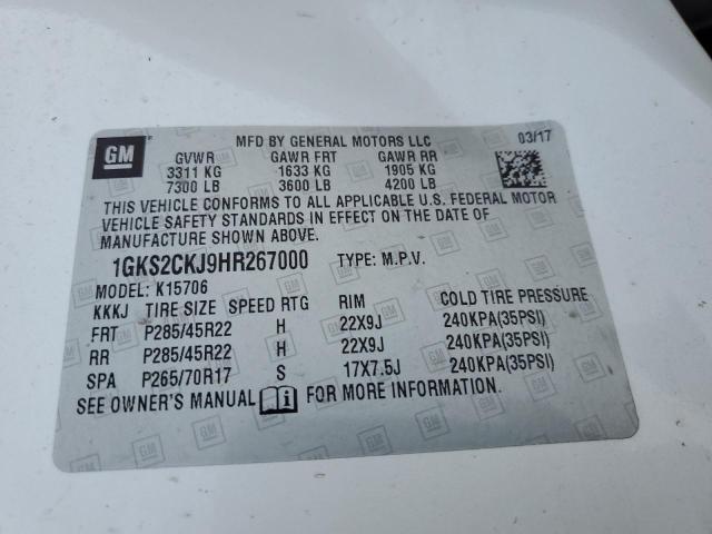 2017 GMC YUKON DENA 1GKS2CKJ9HR267000