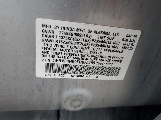 2015 HONDA PILOT EXL - 5FNYF4H59FB075489