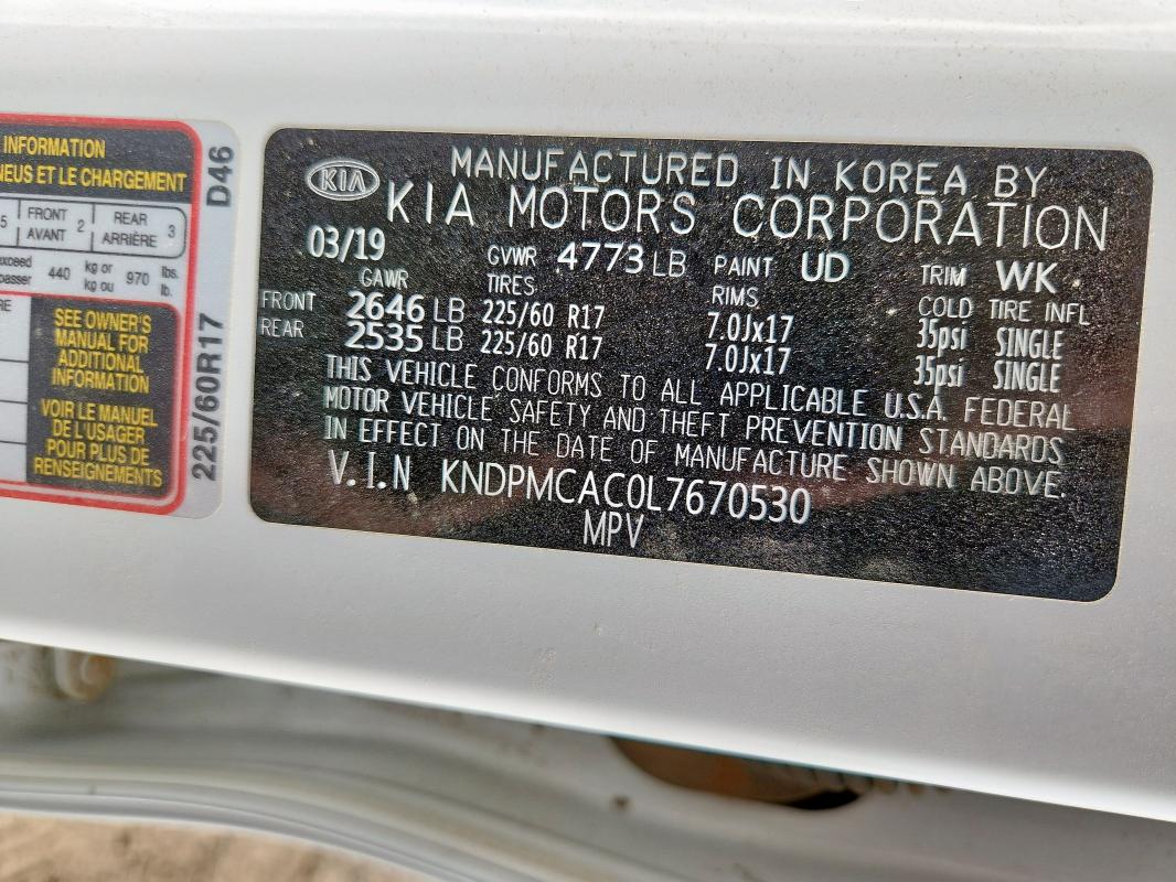 2020 KIA SPORTAGE L - KNDPMCAC0L7670530