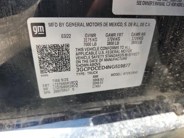 2022 CHEVROLET SILVERADO - 3GCPDCED4NG519877