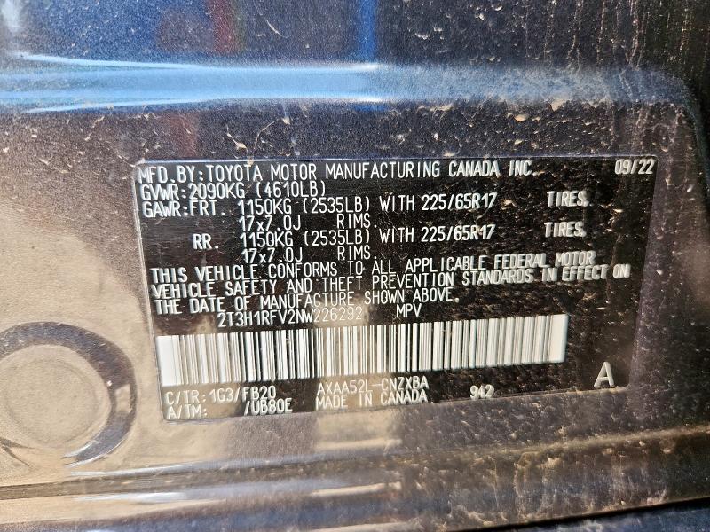 2022 TOYOTA RAV4 LE - 2T3H1RFV2NW226292