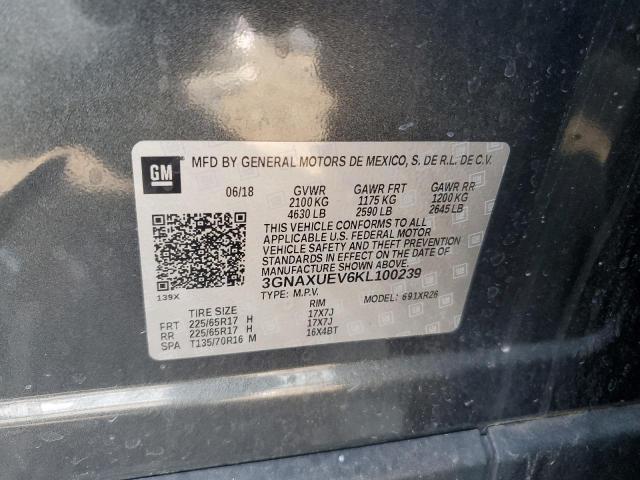2019 CHEVROLET EQUINOX LT 3GNAXUEV6KL100239
