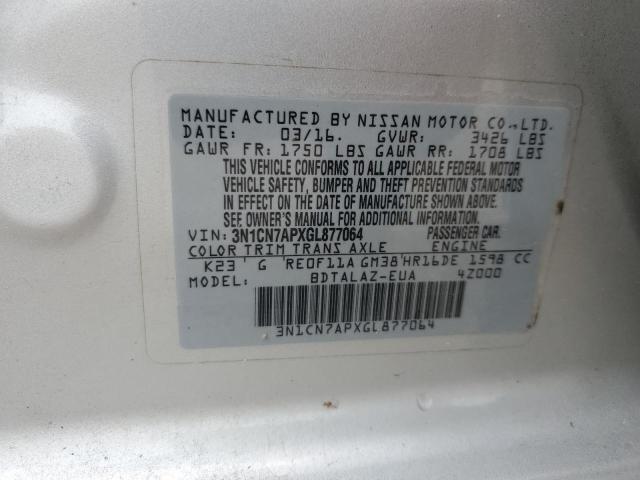 2016 NISSAN VERSA S - 3N1CN7APXGL877064