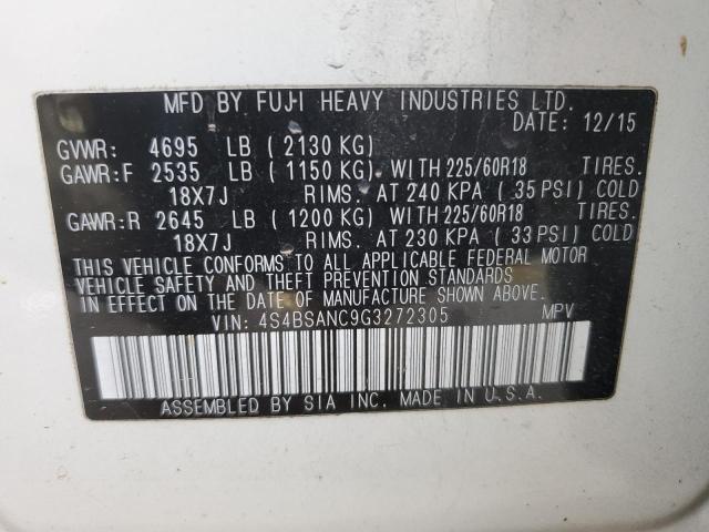 2016 SUBARU OUTBACK 2. 4S4BSANC9G3272305