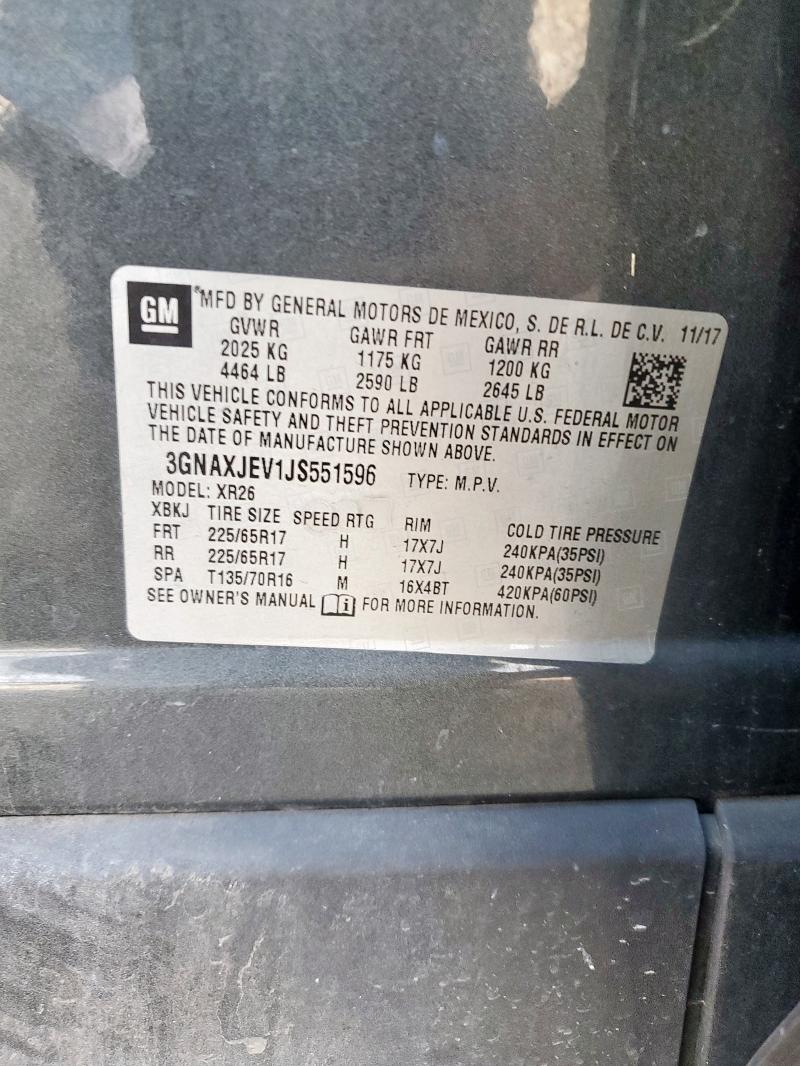 2018 CHEVROLET EQUINOX LT - 3GNAXJEV1JS551596