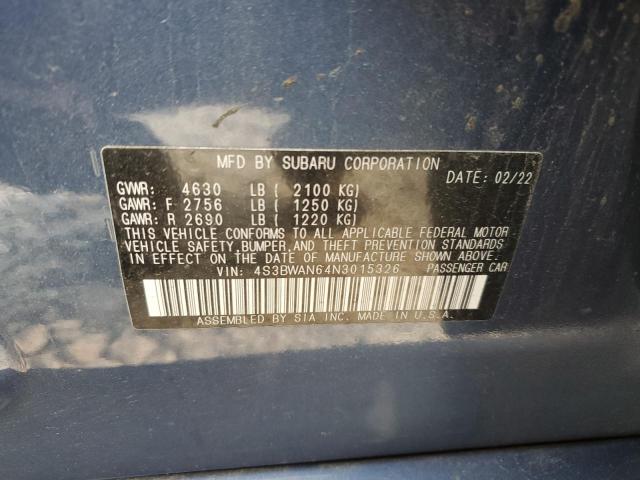 2022 SUBARU LEGACY LIM 4S3BWAN64N3015326