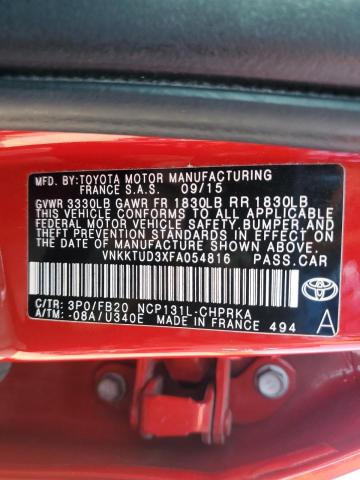 2015 TOYOTA YARIS VNKKTUD3XFA054816