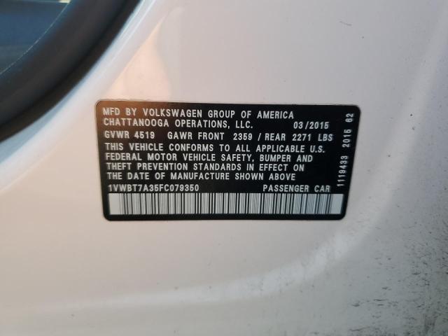 2015 VOLKSWAGEN PASSAT SE 1VWBT7A35FC079350