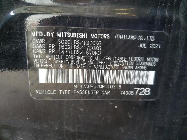 2021 MITSUBISHI MIRAGE ES ML32AUHJ7MH010318