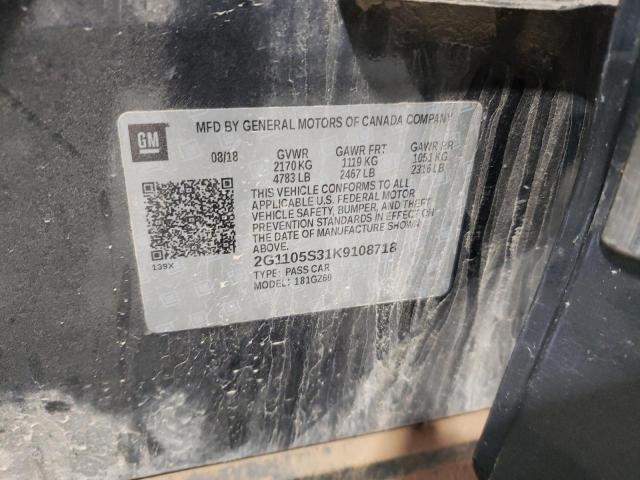 2019 CHEVROLET IMPALA PRE 2G1105S31K9108718