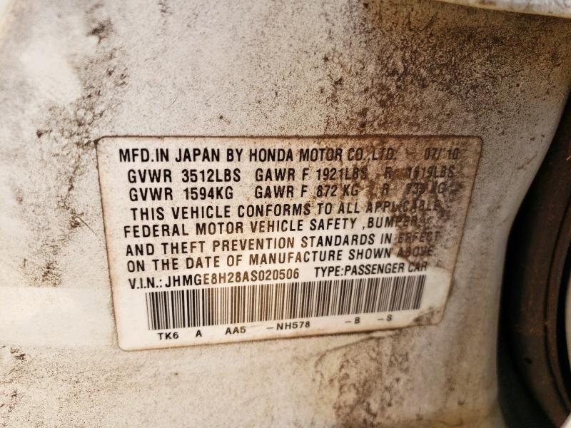 2010 HONDA FIT - JHMGE8H28AS020506