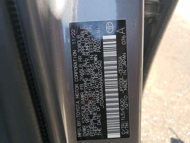 2022 TOYOTA MIRAI LE JTDAAAAA6NA007342