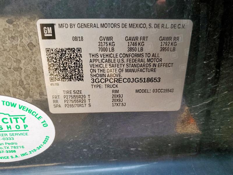 2018 CHEVROLET SILVERADO - 3GCPCREC0JG518653