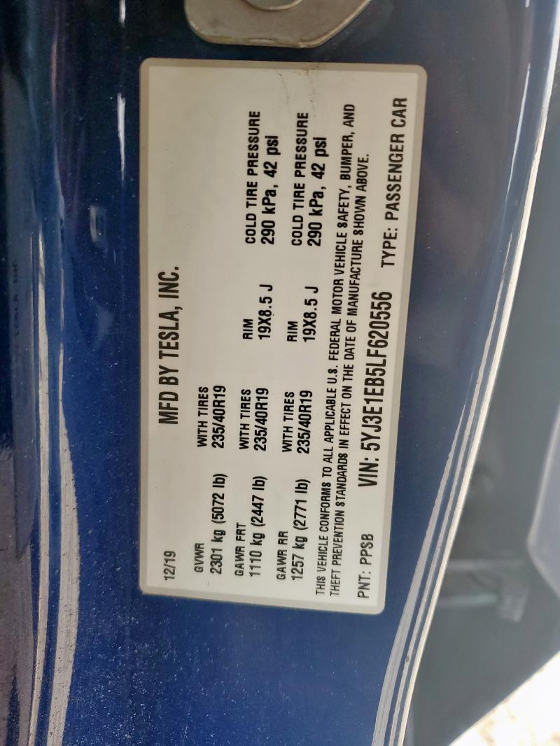2020 TESLA MODEL 3 5YJ3E1EB5LF620556