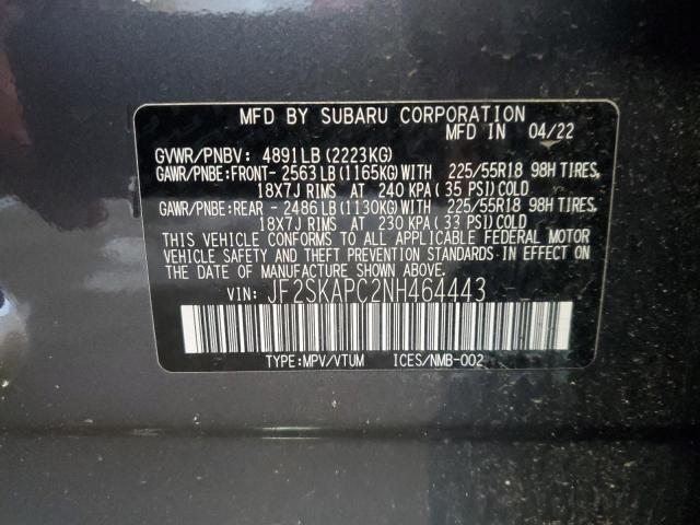 2022 SUBARU FORESTER L JF2SKAPC2NH464443