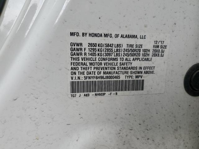 2018 HONDA PILOT TOURING 5FNYF6H96JB000465