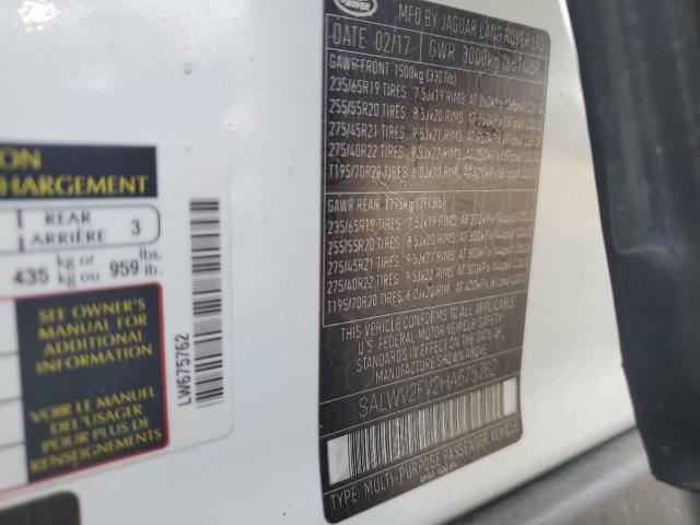 2017 LAND ROVER RANGE ROVE - SALWV2FV2HA675762