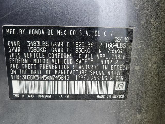 2019 HONDA FIT LX 3HGGK5H45KM745843