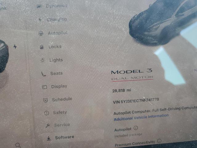2022 TESLA MODEL 3 5YJ3E1EC7NF241778