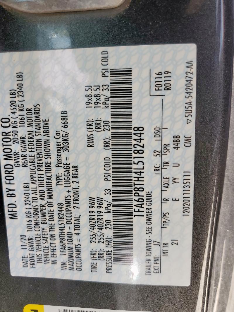 2020 FORD MUSTANG - 1FA6P8TH4L5182448