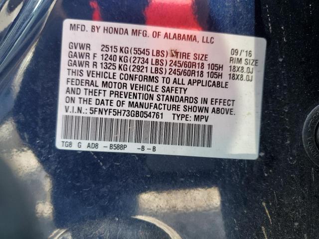 2016 HONDA PILOT EXLN - 5FNYF5H73GB054761