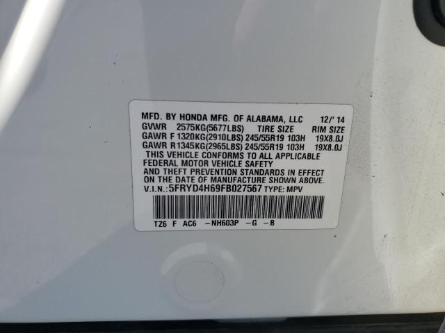 2015 ACURA MDX TECHNO 5FRYD4H69FB027567