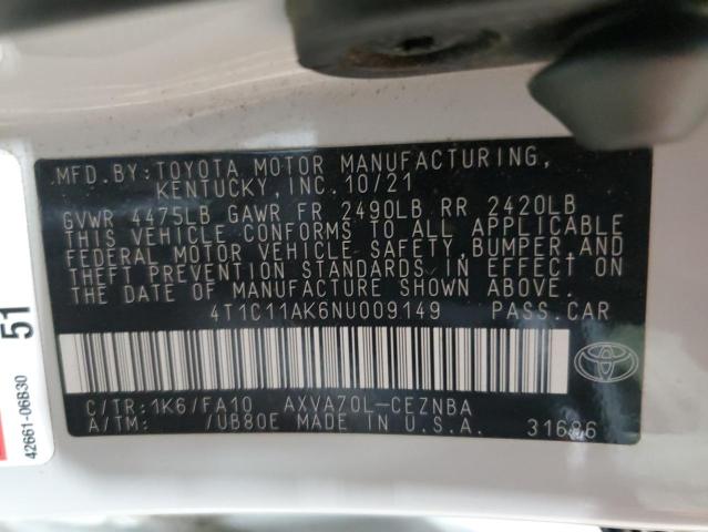 2022 TOYOTA CAMRY LE - 4T1C11AK6NU009149