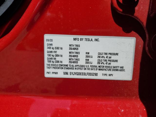 2020 TESLA MODEL Y - 5YJYGDEE0LF055290