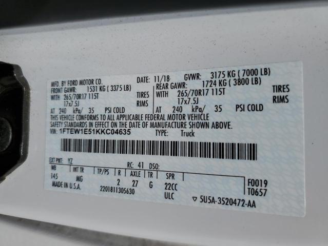 2019 FORD F150 SUPER - 1FTEW1E51KKC04635
