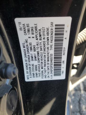 2018 HONDA CIVIC LX 2HGFC2F52JH605720