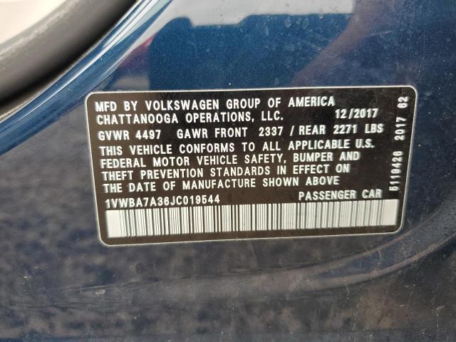 2018 VOLKSWAGEN PASSAT SE 1VWBA7A36JC019544