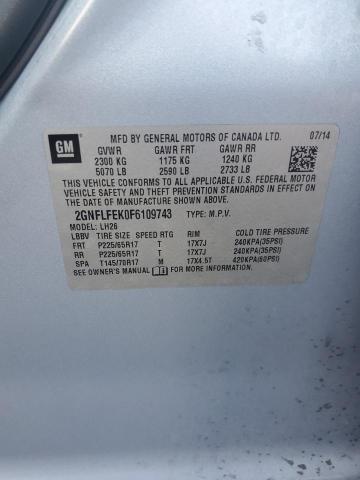 2015 CHEVROLET EQUINOX LT 2GNFLFEK0F6109743