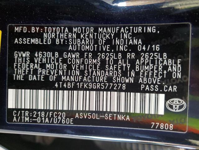 2016 TOYOTA CAMRY LE - 4T4BF1FK9GR577278