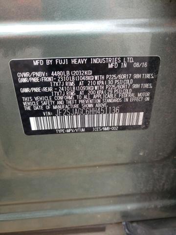 2017 SUBARU FORESTER 2 - JF2SJAGC6HH451136