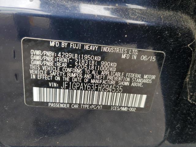 2015 SUBARU IMPREZA SP JF1GPAY63FH294535