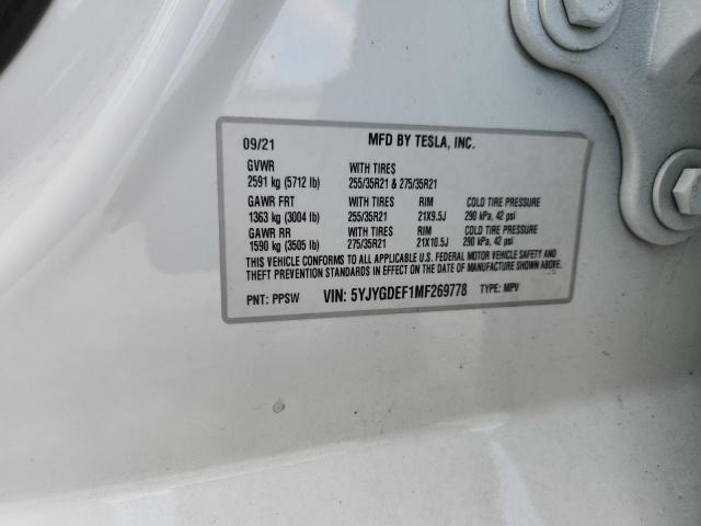 2021 TESLA MODEL Y 5YJYGDEF1MF269778