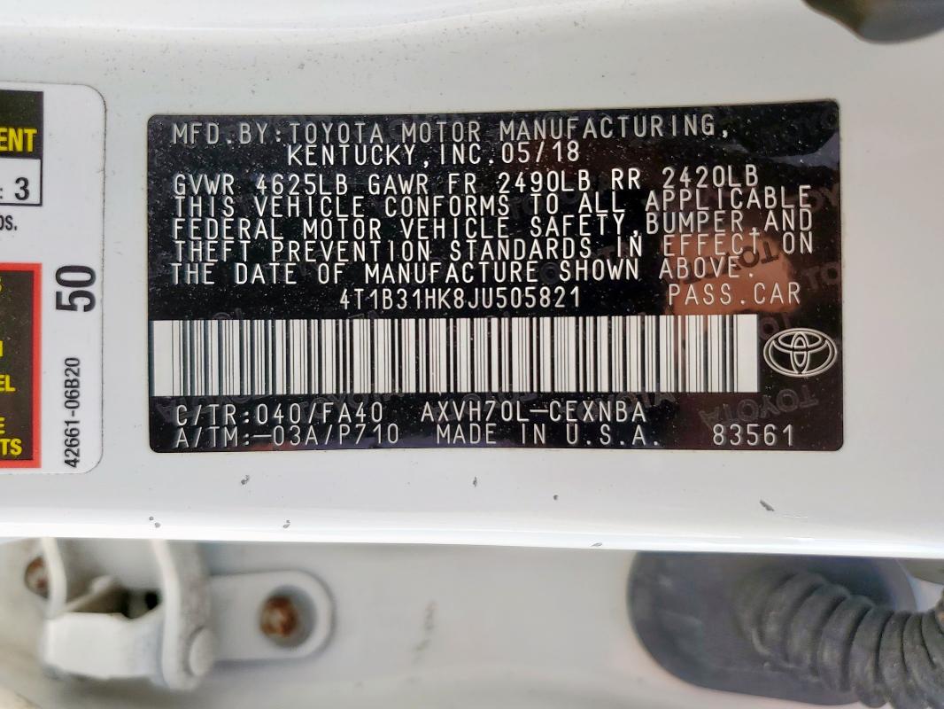 2018 TOYOTA CAMRY LE - 4T1B31HK8JU505821