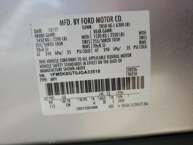 2018 FORD EXPLORER S - 1FM5K8GT0JGA33518