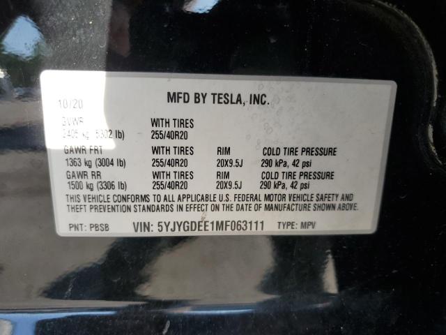 2021 TESLA MODEL Y 5YJYGDEE1MF063111