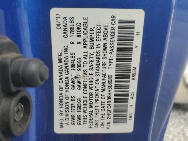 2017 HONDA CIVIC LX 2HGFC4B08HH308080