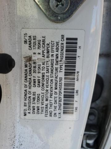 2015 HONDA CIVIC SE 2HGFB2F70FH553760