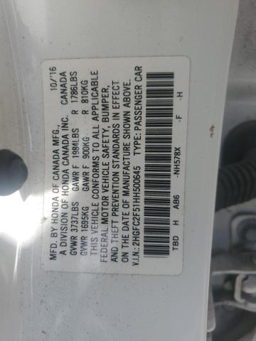 2017 HONDA CIVIC LX 2HGFC2F51HH500645