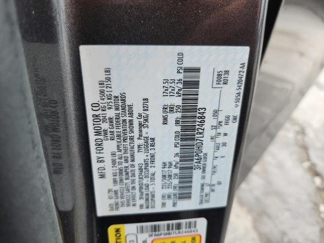 2020 FORD FUSION SE 3FA6P0HD7LR246843