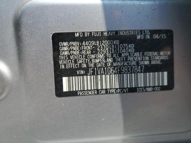 2015 SUBARU WRX LIMITE JF1VA1G64F9837847