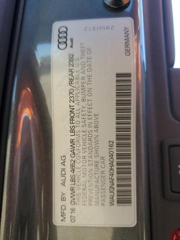2017 AUDI A4 PREMIUM WAUGNAF40HA040162