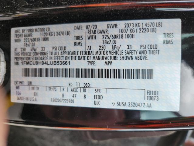 2020 FORD ESCAPE SEL 1FMCU9H94LUB53661