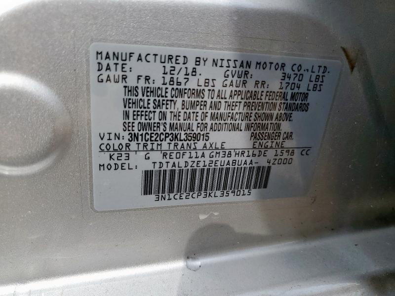 2019 NISSAN VERSA NOTE - 3N1CE2CP3KL359015