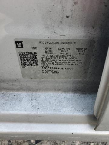 2020 CHEVROLET SONIC PREM 1G1JF5SB1L4111838