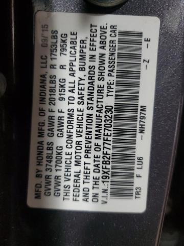 2015 HONDA CIVIC SE 19XFB2F77FE703230