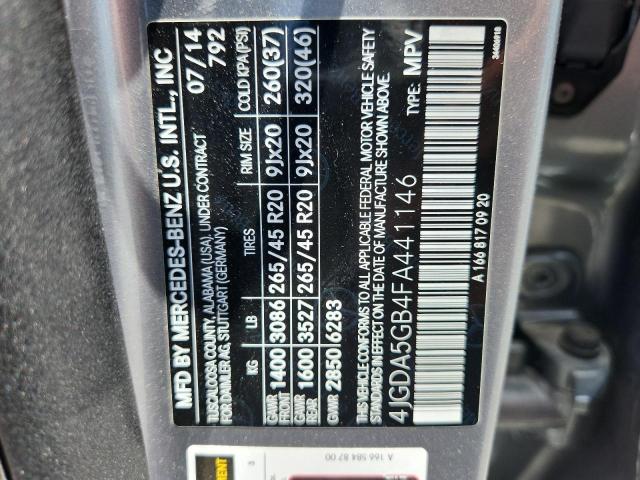 2015 MERCEDES-BENZ ML 400 4MA 4JGDA5GB4FA441146